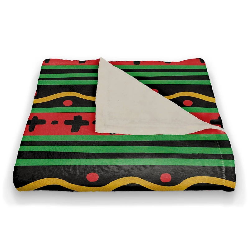 60" Kwanzaa Pattern Coral Fleece Blanket