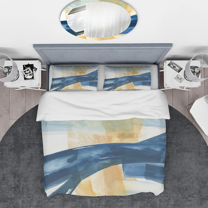 Designart 'Indigo Panel III' Geometric Bedding Set