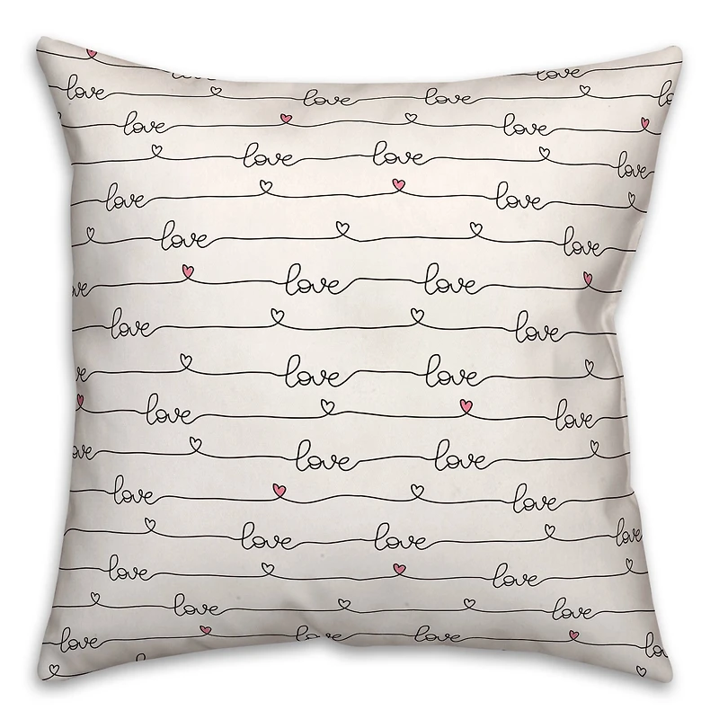 Love Script Pattern Throw Pillow