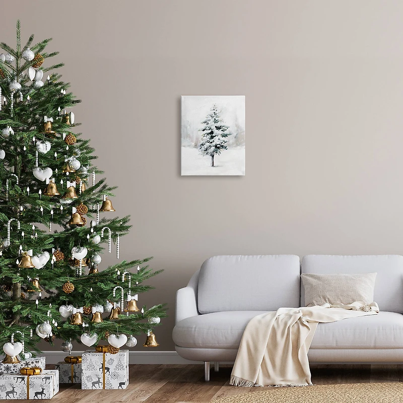 Stupell Industries Wintery Snow Tree Scene Canvas Wall Art