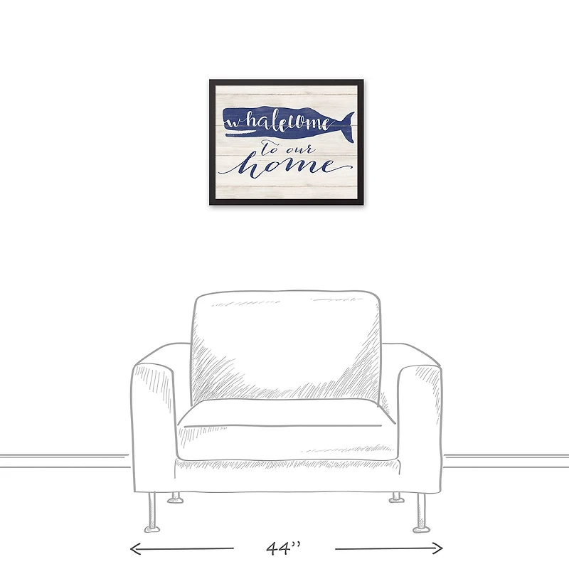 Whalecome to Our Home Nautical Black Framed Canvas