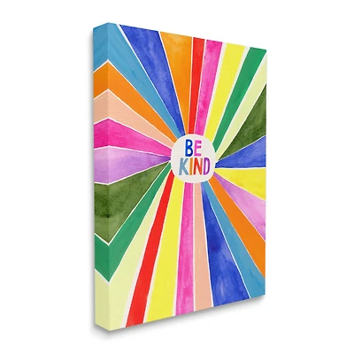 Stupell Industries Be Kind Phrase Rainbow Stripe Burst Canvas Wall Art