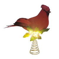 13" Cardinal with Holly Lighted Tree Topper by Ashland®