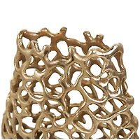 15" Gold Aluminum Vase with Freeform Open Lattice