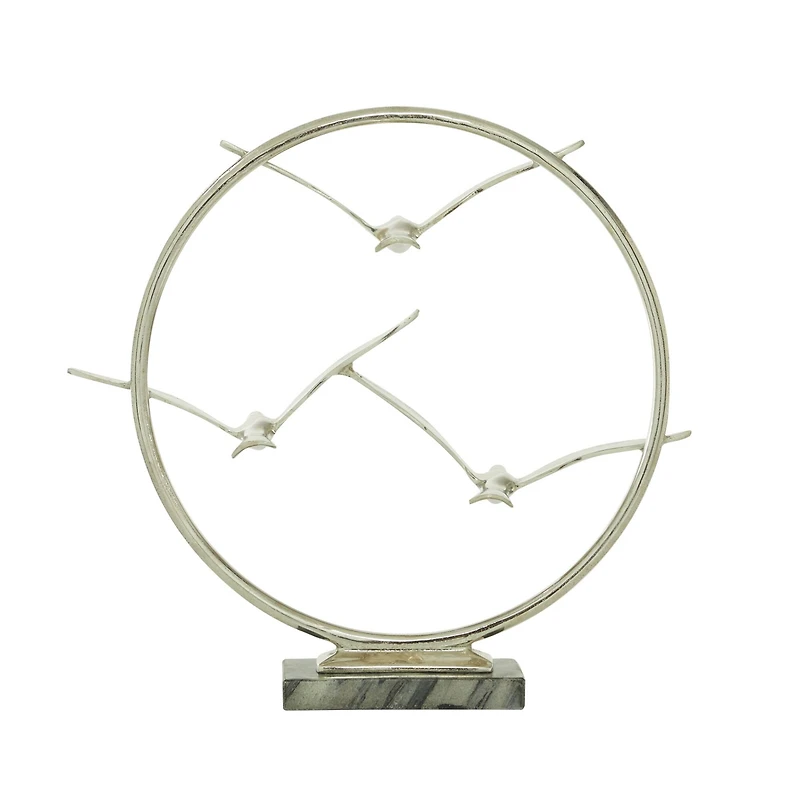 Silver Aluminum Modern Sculpture, Bird 18" x 19" x 5"