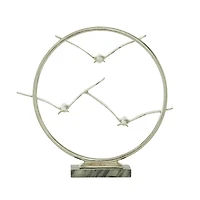 Silver Aluminum Modern Sculpture, Bird 18" x 19" x 5"