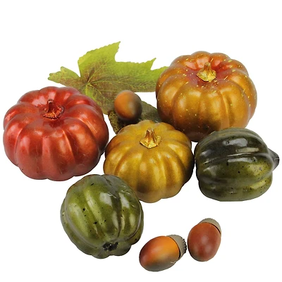 Autumn Harvest Artificial Pumpkin, Acorn & Leaf Thanksgiving Decoration Set