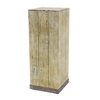 Set of 3" Brown Wood Rustic Pedestal Table, 39", 30", 22"