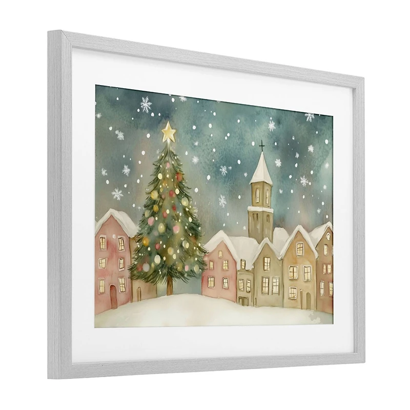 Stupell Industries Christmas Village Snowfall Framed Print Under Glass Wall Art