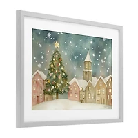 Stupell Industries Christmas Village Snowfall Framed Print Under Glass Wall Art