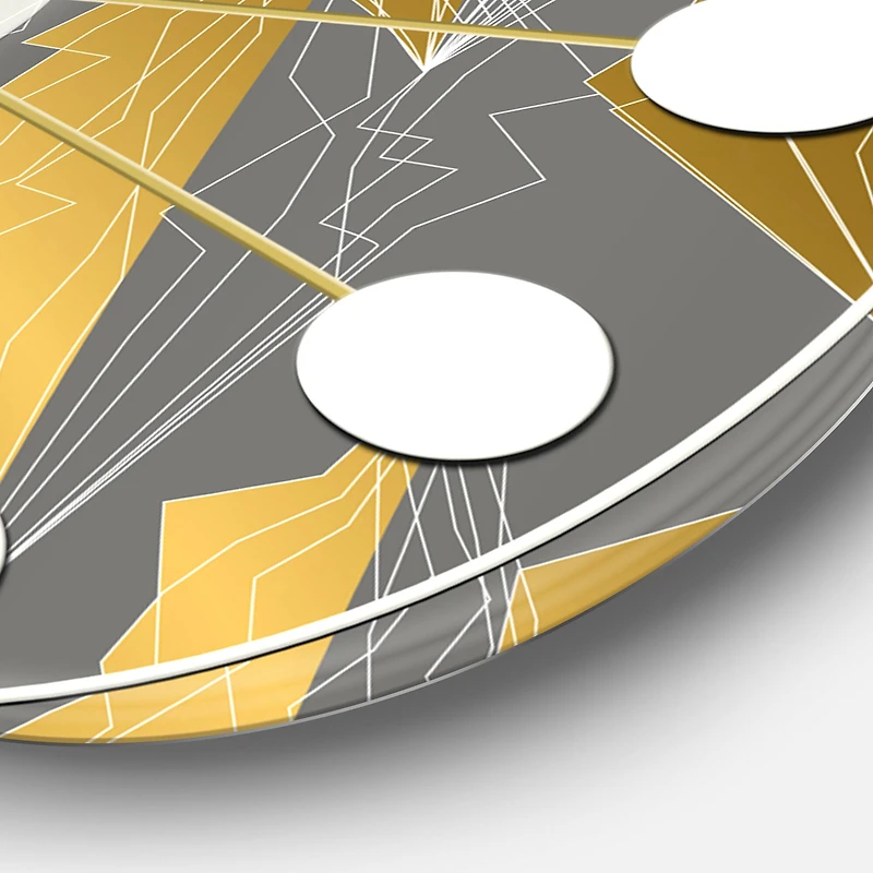 Designart 'Golden Polygon Pattern Mid-Century Modern Wall Clock