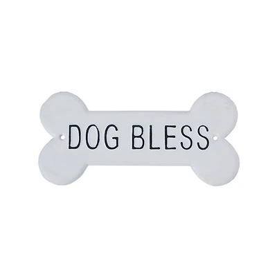 Hello Honey® White Decorative Metal Dog Bless Wall Sign