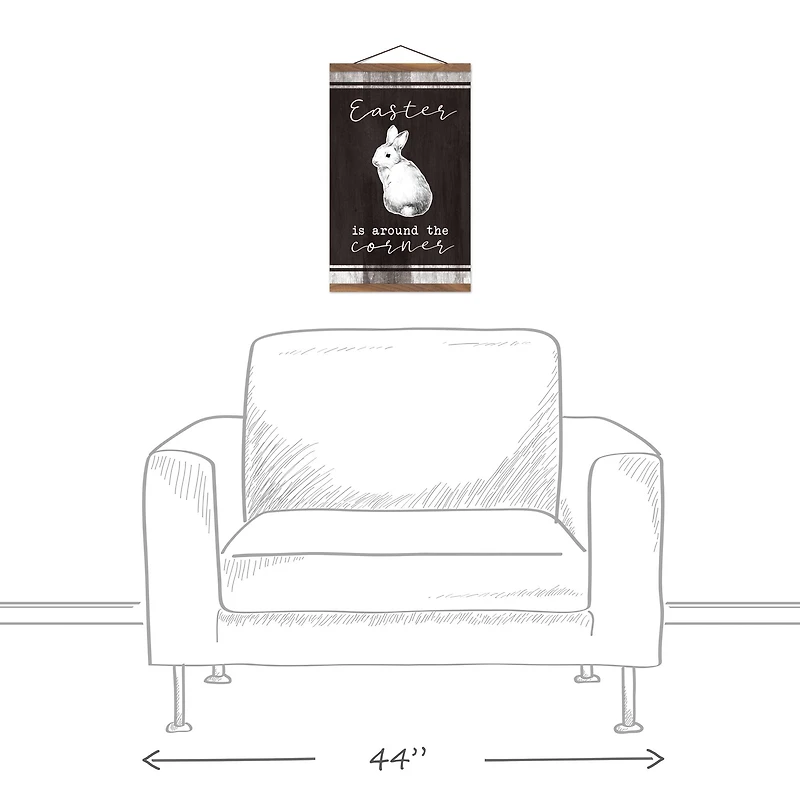 Easter Around The Corner 12" x 18" Teak Hanging Canvas