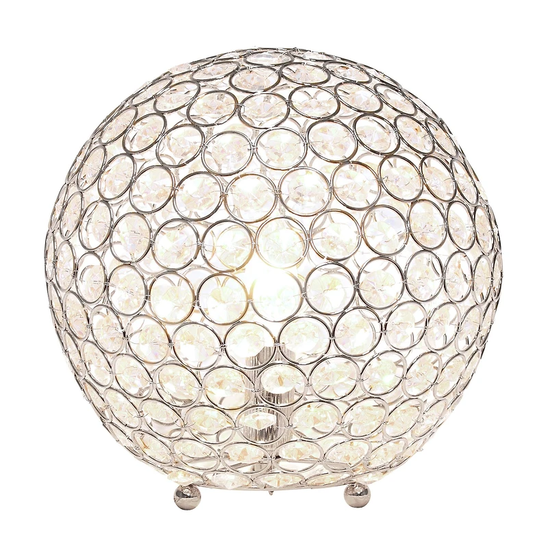 Lalia Home 10" Medium Metal Crystal Round Orb Table Lamp