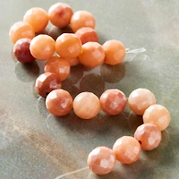 12 Pack: Peach Aventurine Silverite Faceted Round Beads by Bead Landing™, 8mm