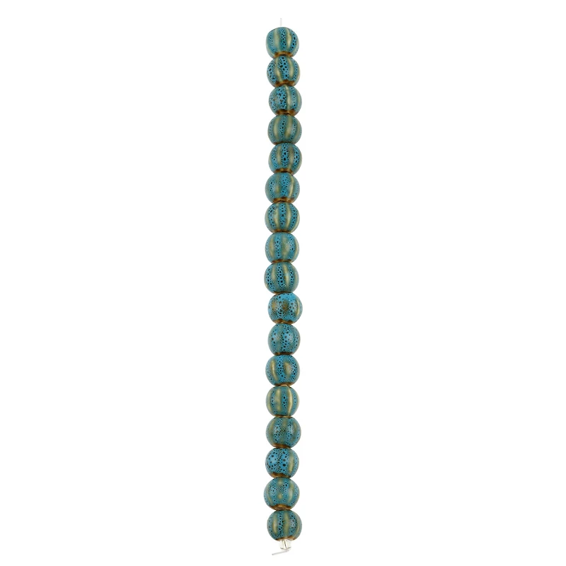 Turquoise Ceramic Round Melon Beads, 10mm by Bead Landing™