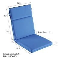 Hastings Home Blue High Back Patio Chair Cushion