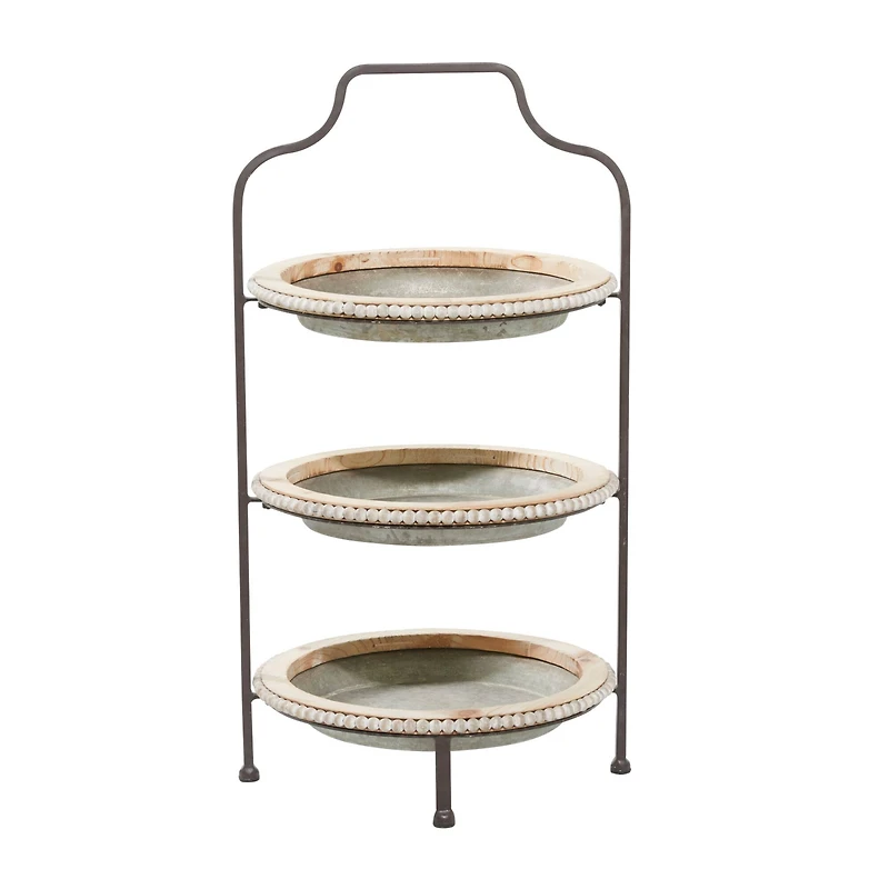 Gray Metal Farmhouse Tiered Server, 29" x 16" x 15"