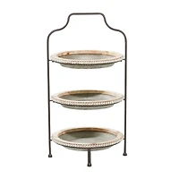 Gray Metal Farmhouse Tiered Server, 29" x 16" x 15"