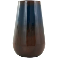 12" Blue Metal Ombre Vase with Brown Accents