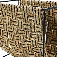 Hello Honey® Natural & Black Decorative Woven Jute & Metal Magazine Holder