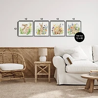 Stupell Industries Celebrate Spring Floral Bunnies Framed Giclée Wall Art Set