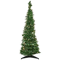 4ft. Pre-Lit Green Tinsel Pop-Up Artificial Christmas Tree, Clear Lights
