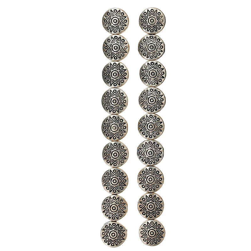 12 Pack: Antique Silver Carved Lentil Beads, 11mm by Bead Landing™