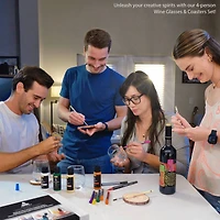 Arteza Experience Box 25 Piece Wine Glass & Wood Coaster Party Kit