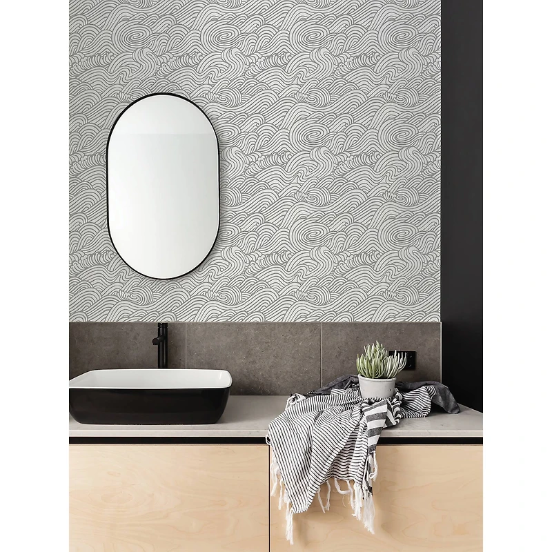 NuWallpaper Gray Saybrook Peel & Stick Wallpaper