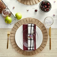 Natural Jute Round Ruffle Trim  Placemat Set/6