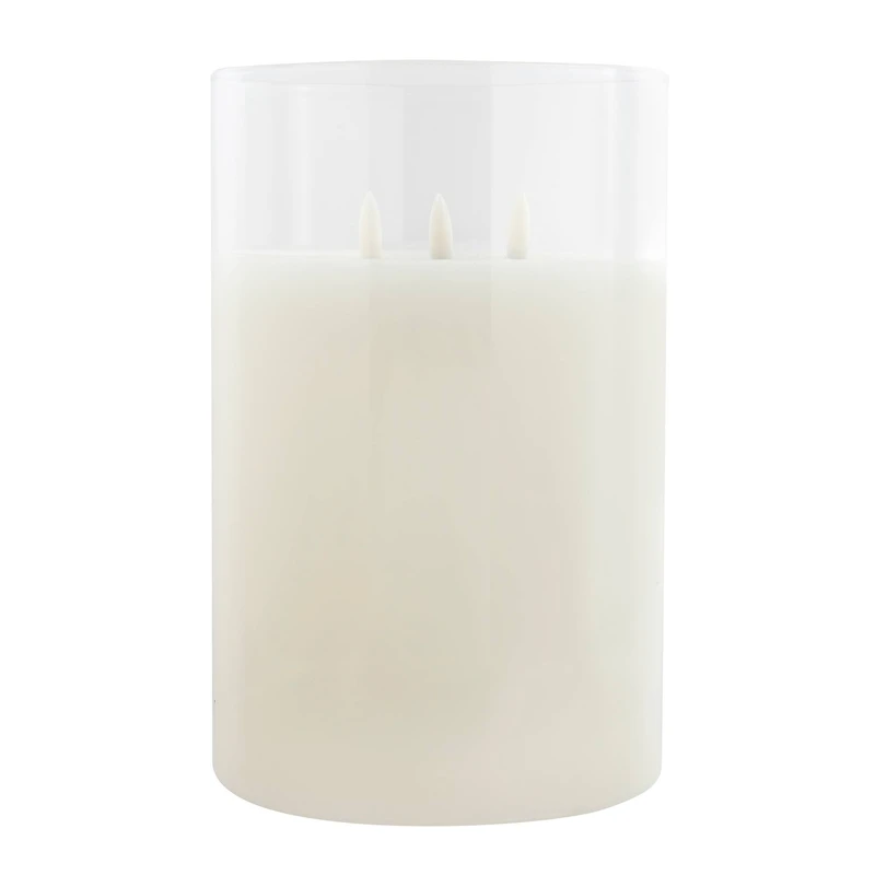 9" LED 3-Wick Flickering Glass & Wax Candle by Ashland