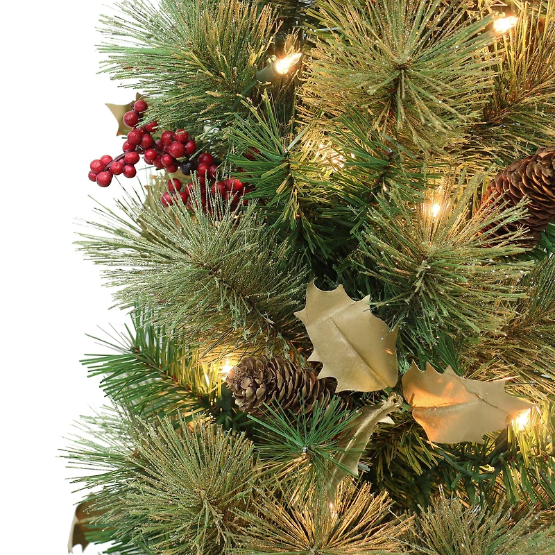 5ft. Pre-Lit Potted Glitter Artificial Tree, Clear Lights