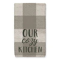 Our Cozy Kitchen Taupe Buffalo Check Tea Towel - Set of 2