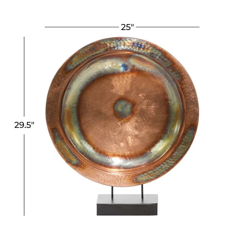 29.5" Copper Metal Round Charger Plate Sculpture