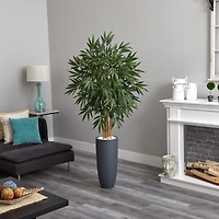 6.5ft. Potted Bamboo Artificial Tree in Gray Cylinder Planter