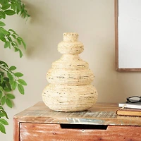 14" Beige Seagrass Handmade Wrapped Vase
