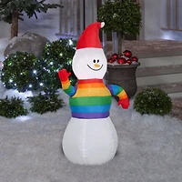 Airblown® 3.5ft. Christmas Inflatable Snowman in Rainbow Sweater