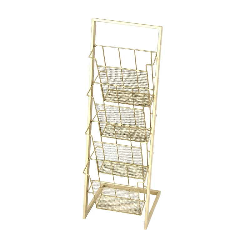 Gold Contemporary Tabletop Metal Magazine Rack