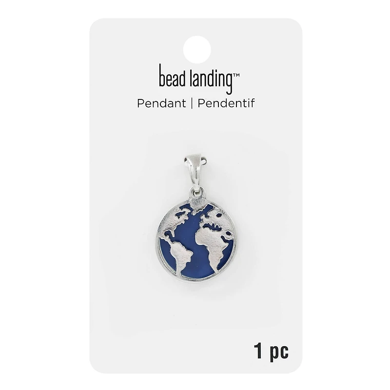 Silver & Blue Round Earth Pendant by Bead Landing™