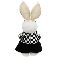 10" Girl Easter Rabbit Figurine in Checkered Dress