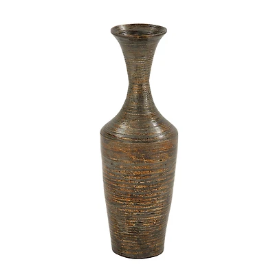 Dark Brown Bamboo Traditional Vase