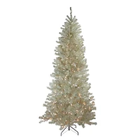 9ft. Pre-Lit Metallic Platinum Artificial Tinsel Christmas Tree, Clear Lights