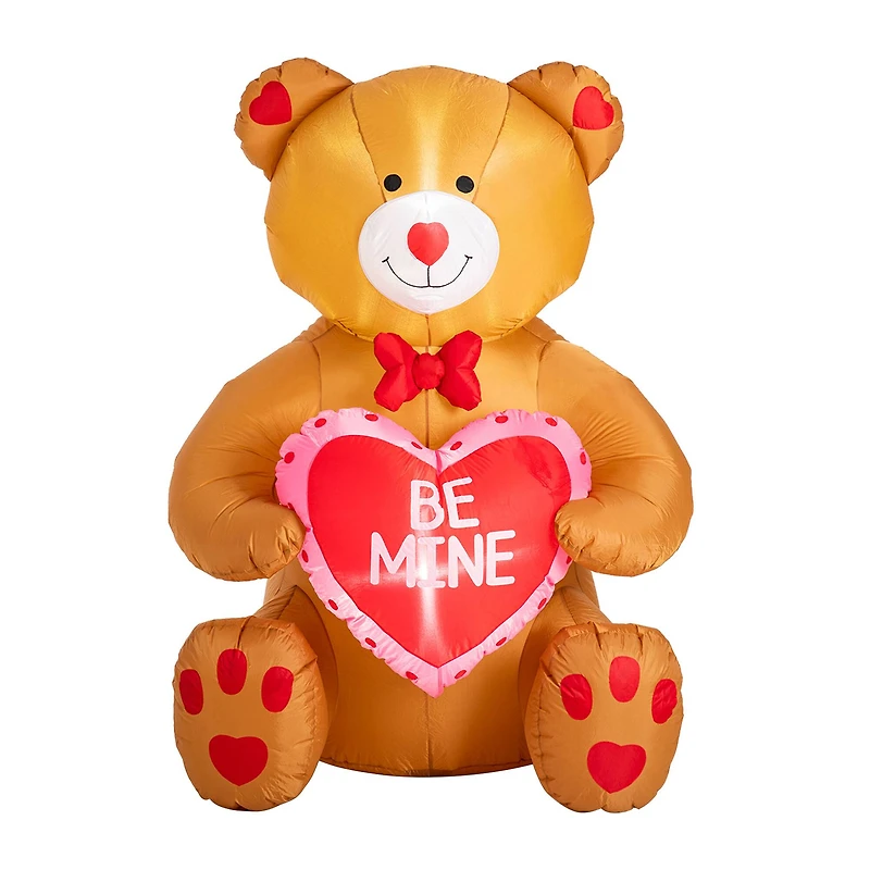 Glitzhome® 6ft. Lighted Valentine's Inflatable Bear with Heart Décor