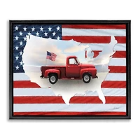 Stupell Industries Farmhouse American Flag Floater Framed Art