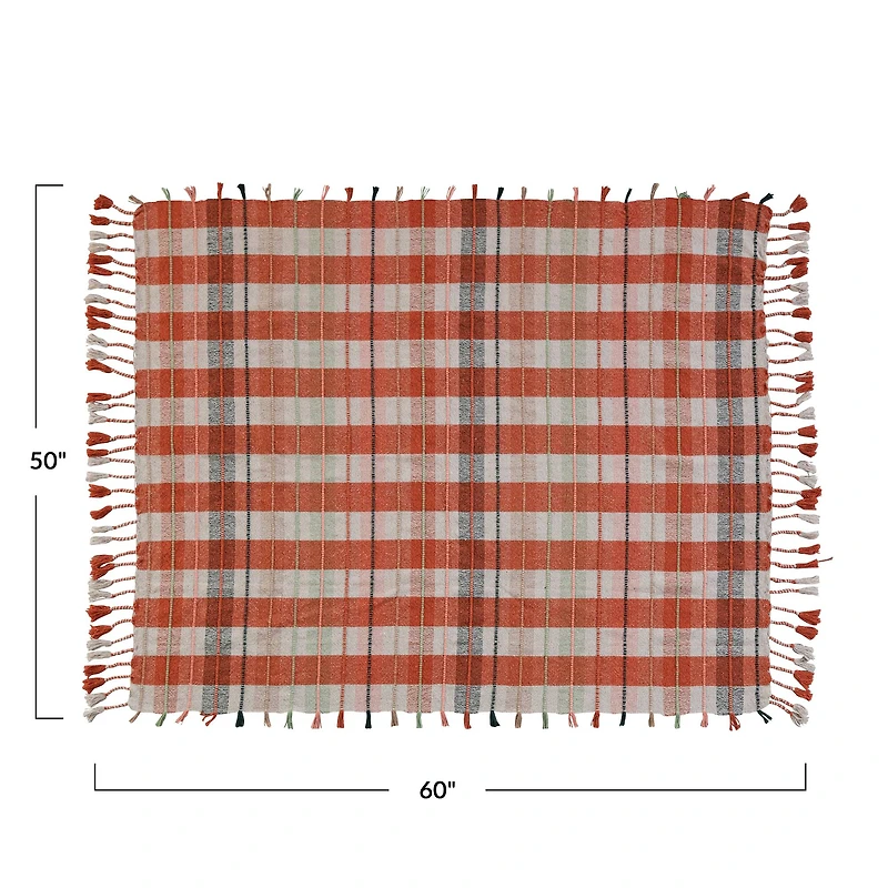 Hello Honey® Warm Tone Plaid Cotton Blend Throw Blanket