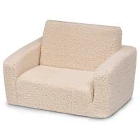 Delta Children 23" Cozee Flip Out Sherpa 2 in 1 Convertible Sofa to Lounger for Kids