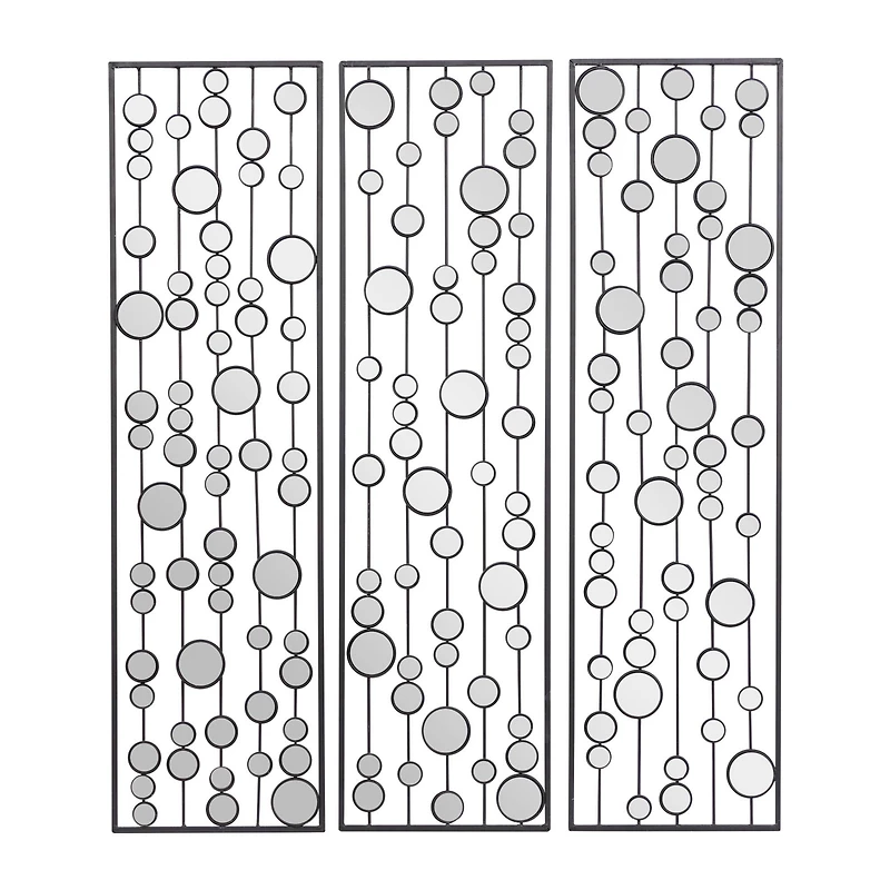 36" Black Metal Glam Abstract Panel Wall Décor Set, 3ct.