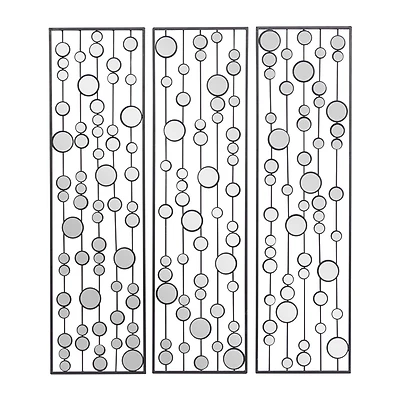 36" Black Metal Glam Abstract Panel Wall Décor Set, 3ct.