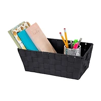 Simplify Small Black Woven Storage Shelf Bin